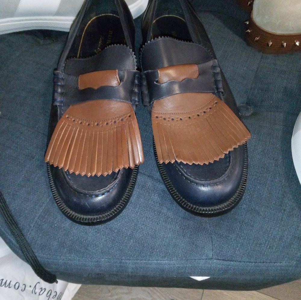Men's Burgundy Dark Blue and Brown Loafers